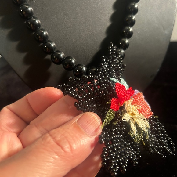 Handmade Needlework with Beaded Multicolor Bright Flower Necklace Gift 🎁 - Picture 6 of 15